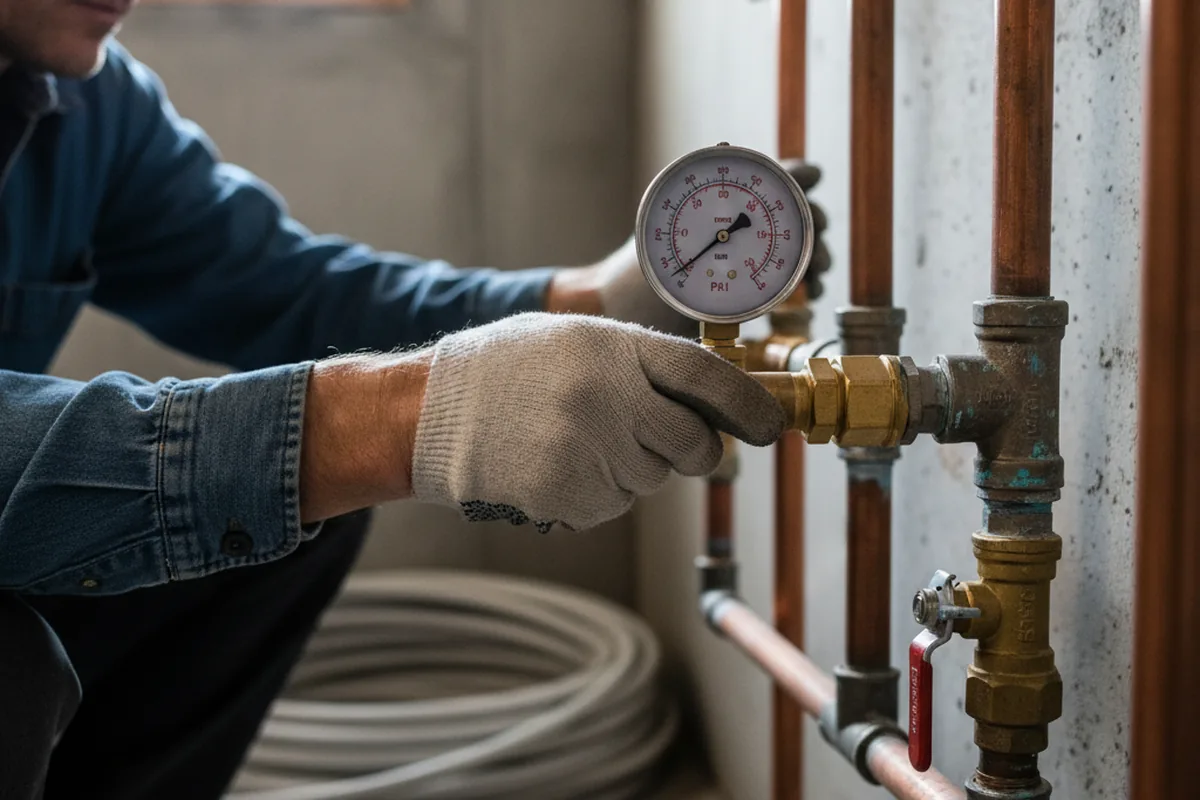 Pressure testing a repaired line during Water Line Repair in Blairs Mills